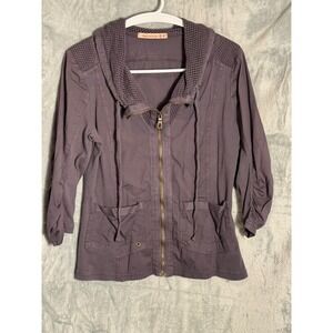 Wearables brownish gray collared Zip Up Jacket Women's Size Medium